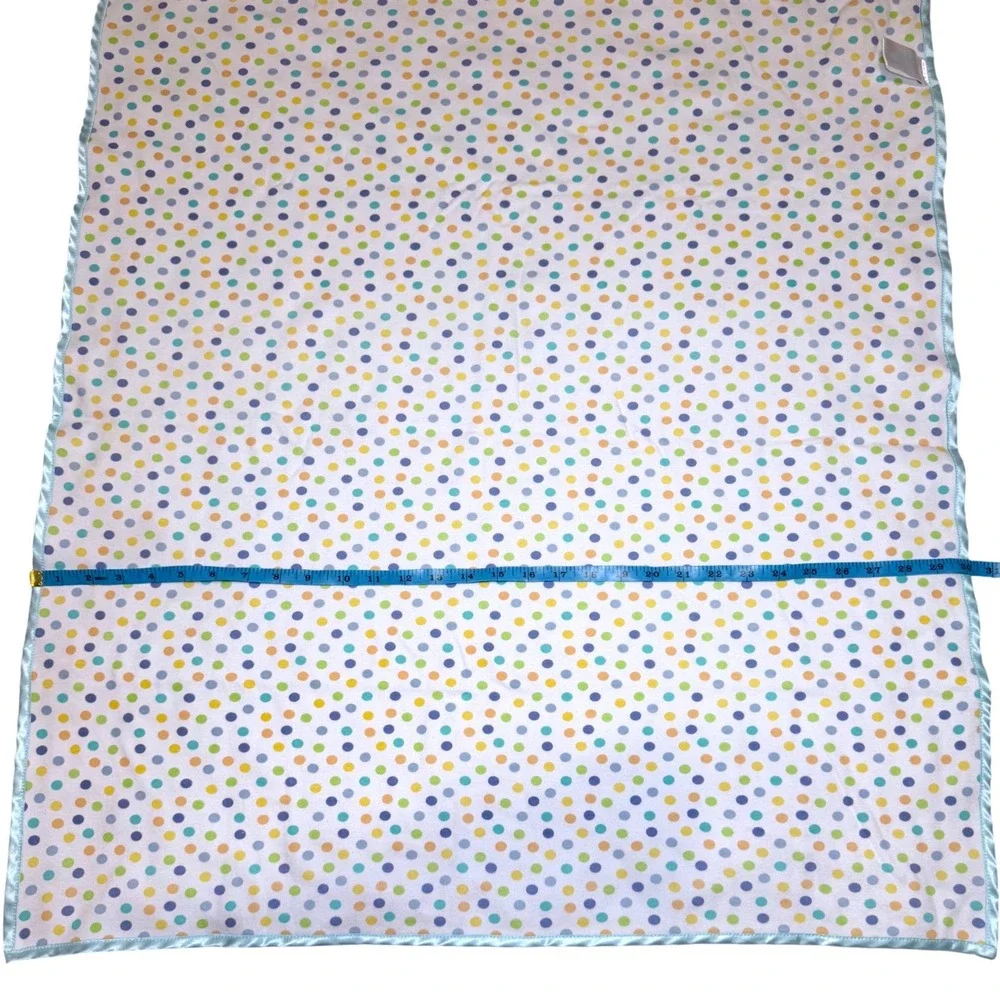 Small Wonders Blue Polka Dot Giraffe Jungle Friend Satin Trim Baby Blanket Cotto